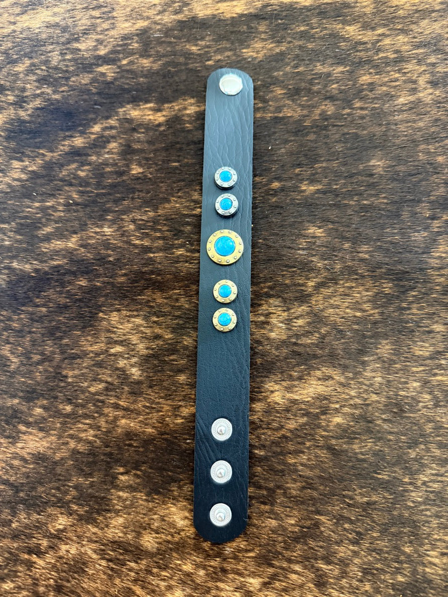 Western Leather Concho Cuff Bracelet