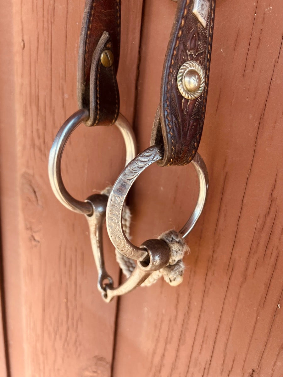 Vintage Browband Headstall and Engraved O Ring Snaffle Bit Set