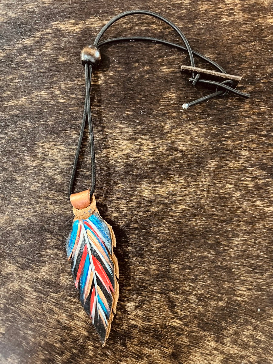 Hand Painted Leather Feather Rope Holders