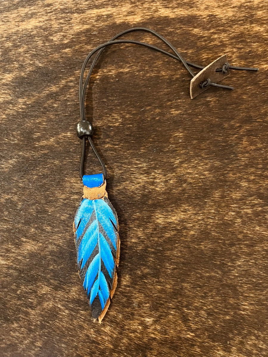 Hand Painted Leather Feather Rope Holders