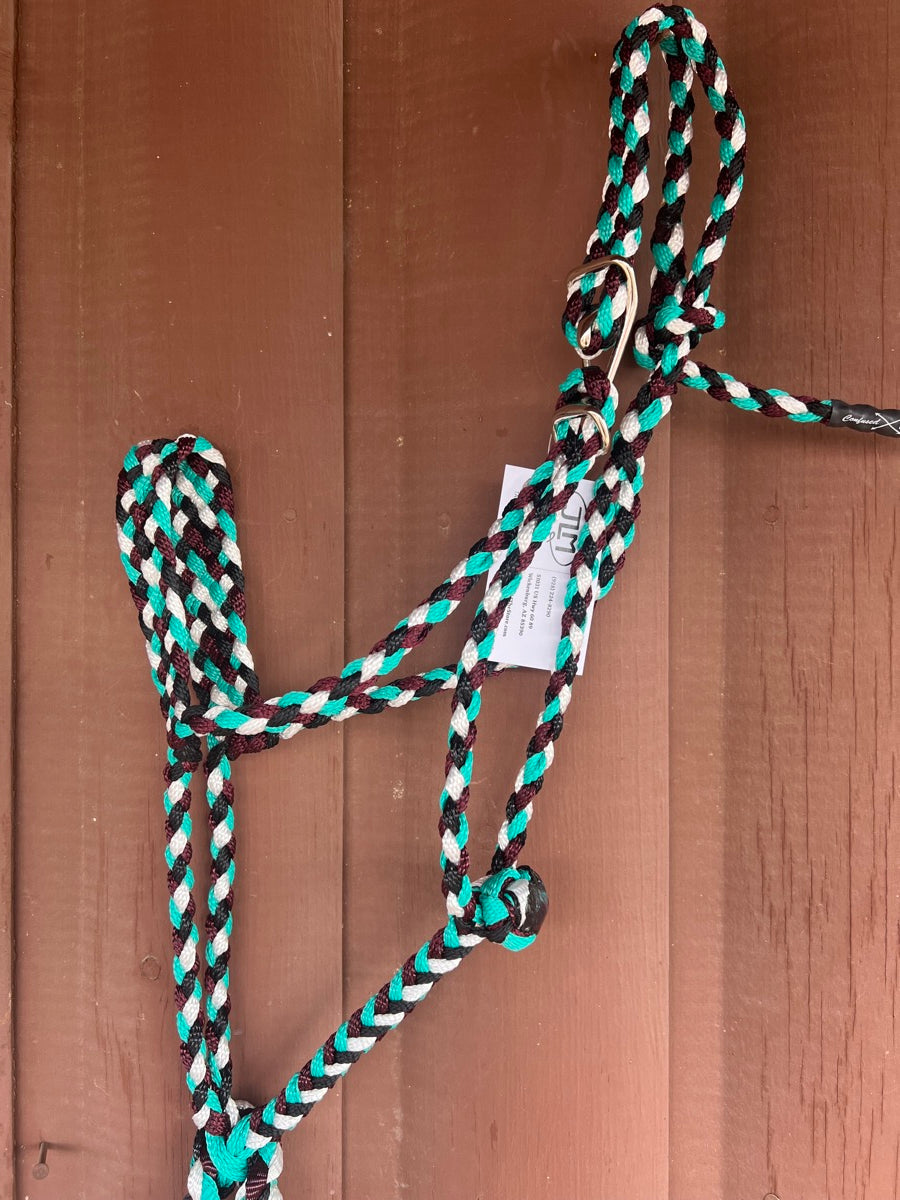 Braided Halter with Easy Clip - Turquoise-Burgundy-Black-White