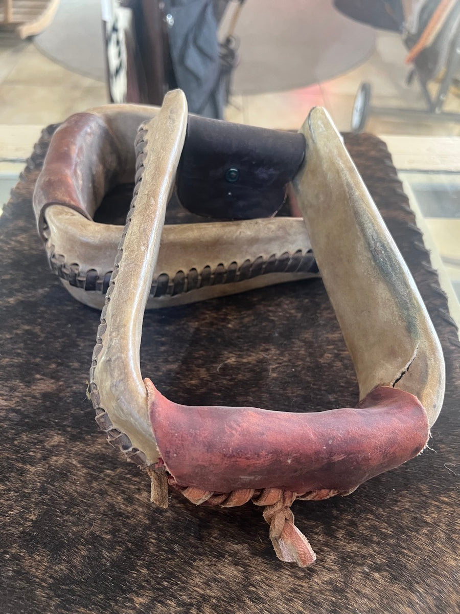 Natural Rawhide Covered Stirrups