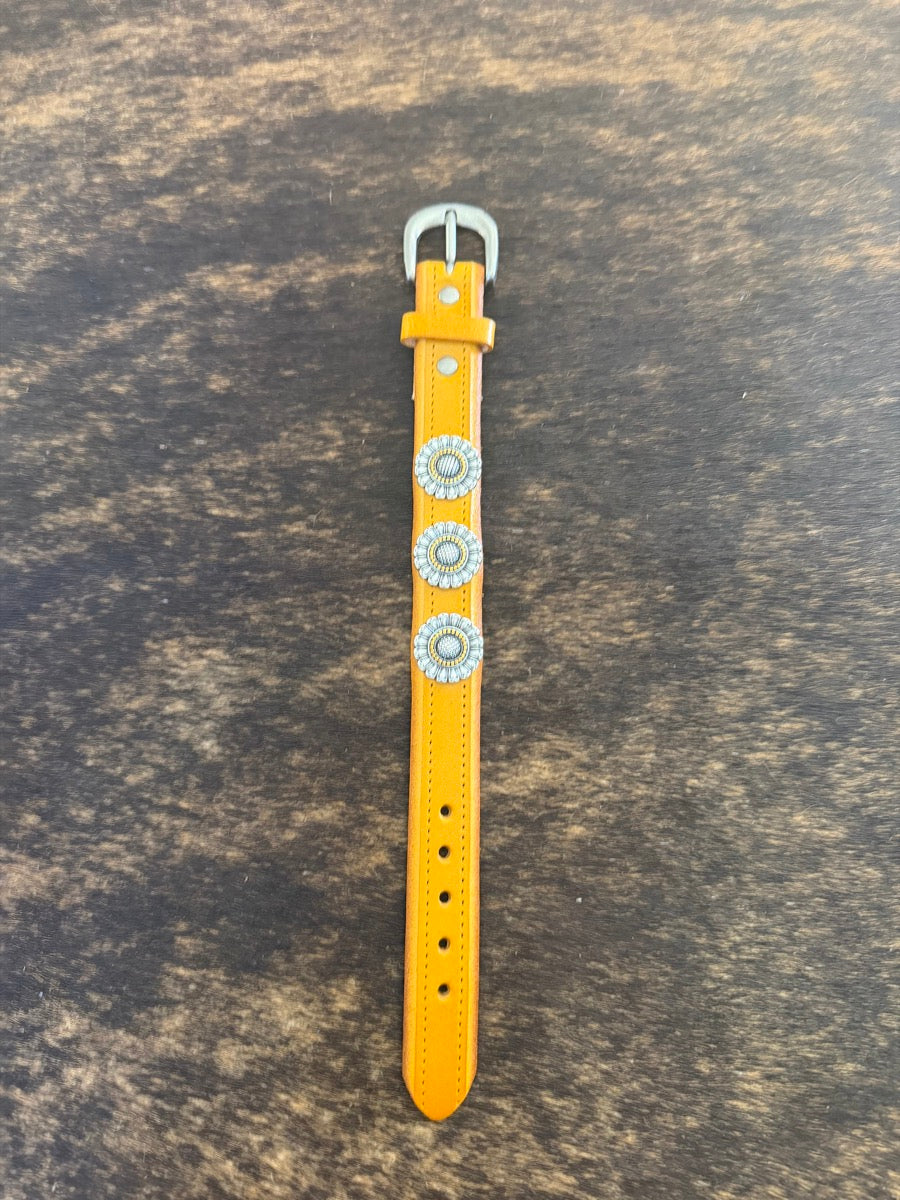 Western Leather Concho Cuff Bracelet