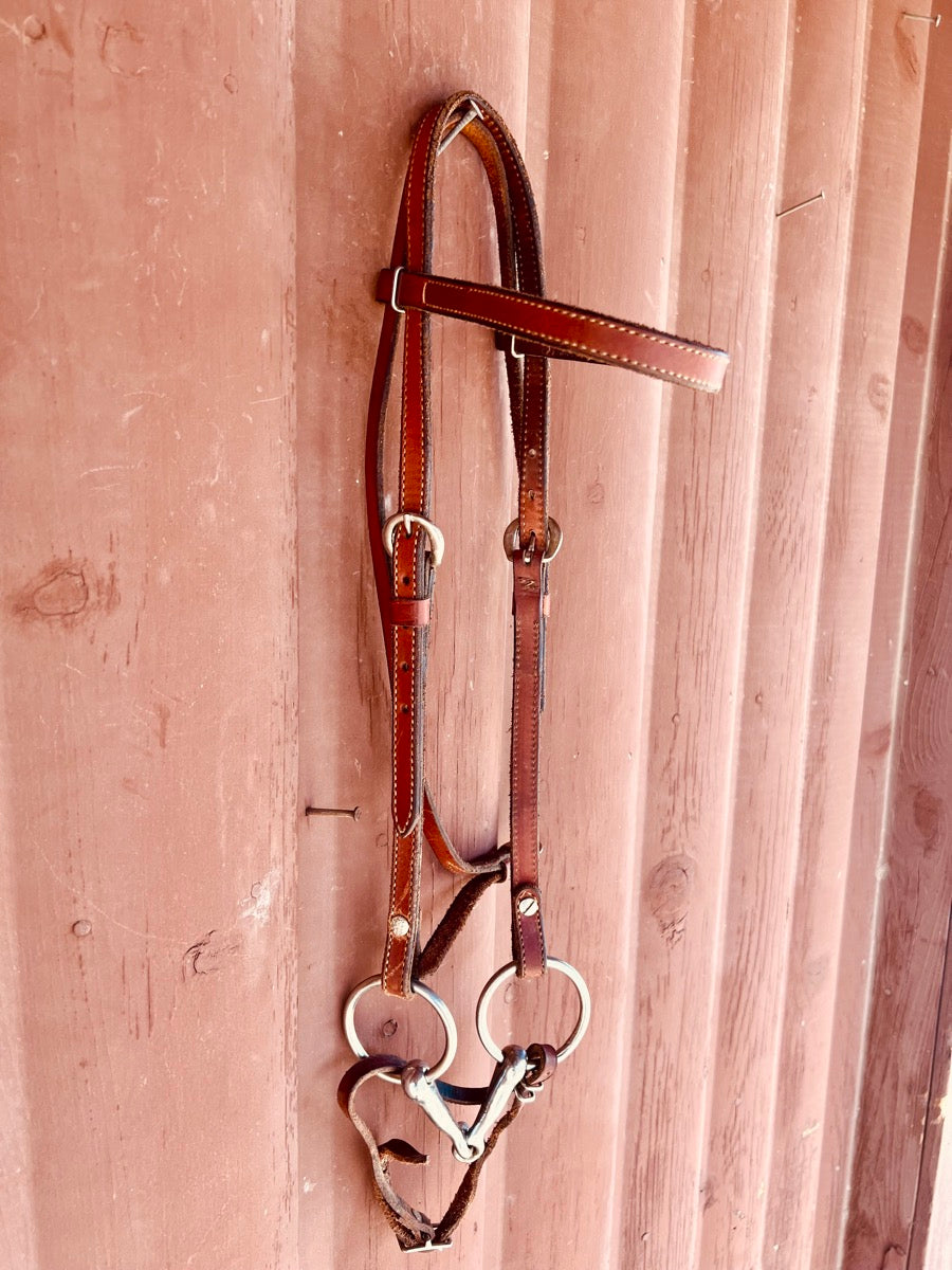 Smooth Browband Headstall Reins Snaffle Bit Set