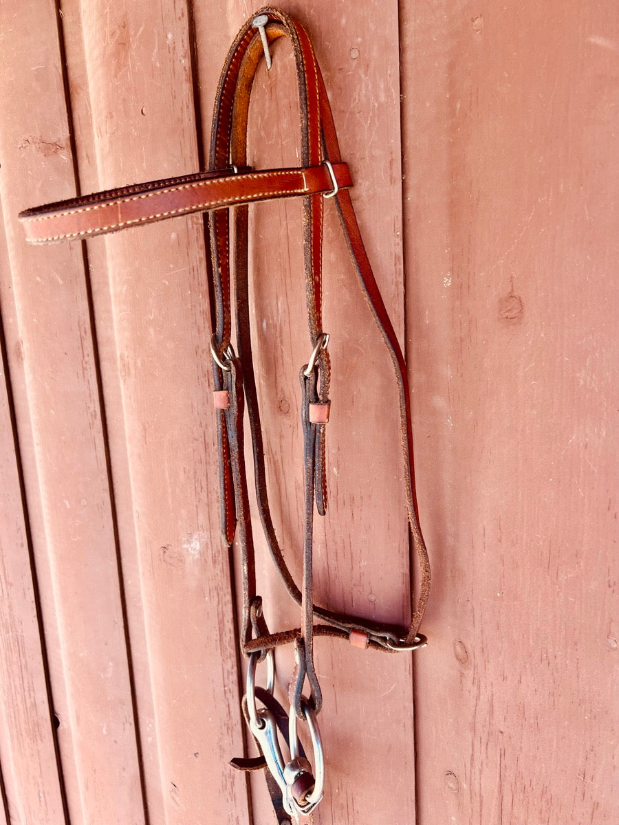 Smooth Browband Headstall Reins Snaffle Bit Set