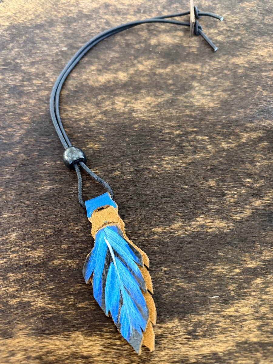 Hand Painted Leather Feather Rope Holders