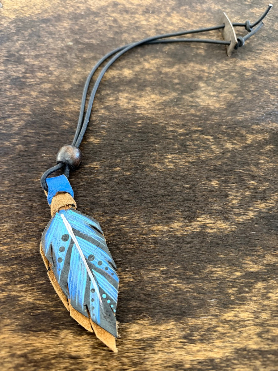 Hand Painted Leather Feather Rope Holders