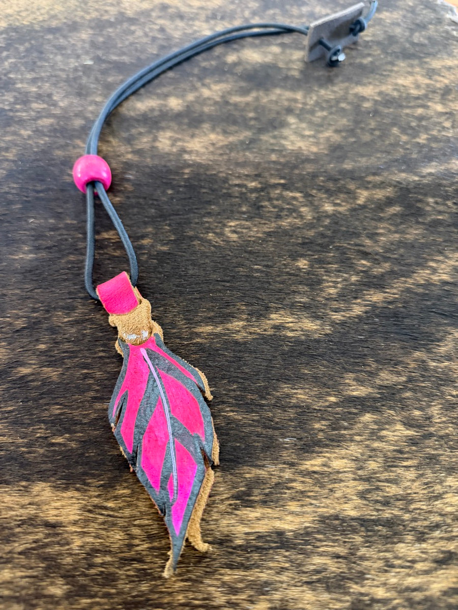 Hand Painted Leather Feather Rope Holders