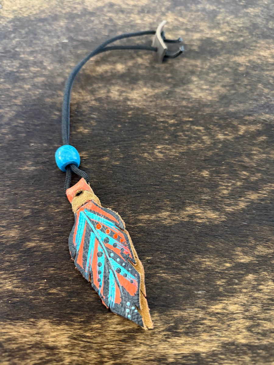 Hand Painted Leather Feather Rope Holders