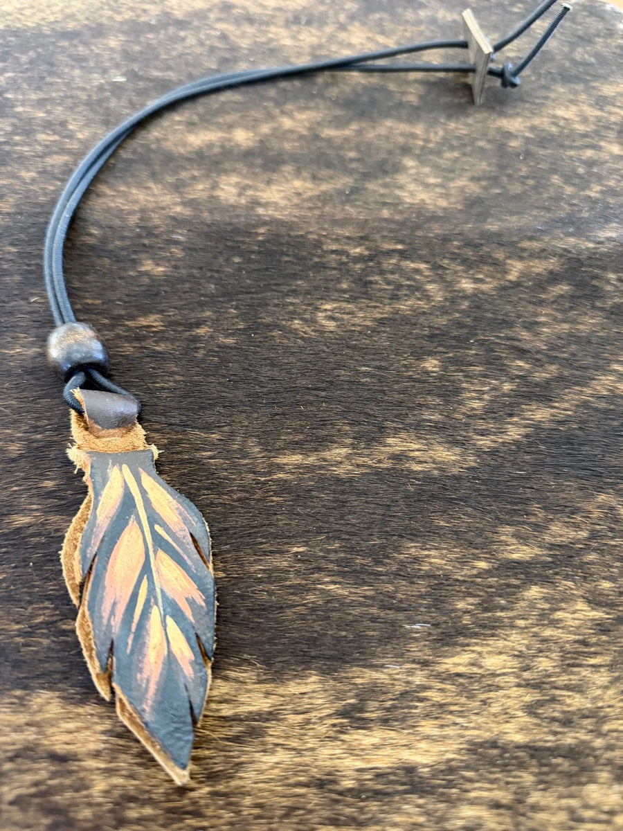 Hand Painted Leather Feather Rope Holders