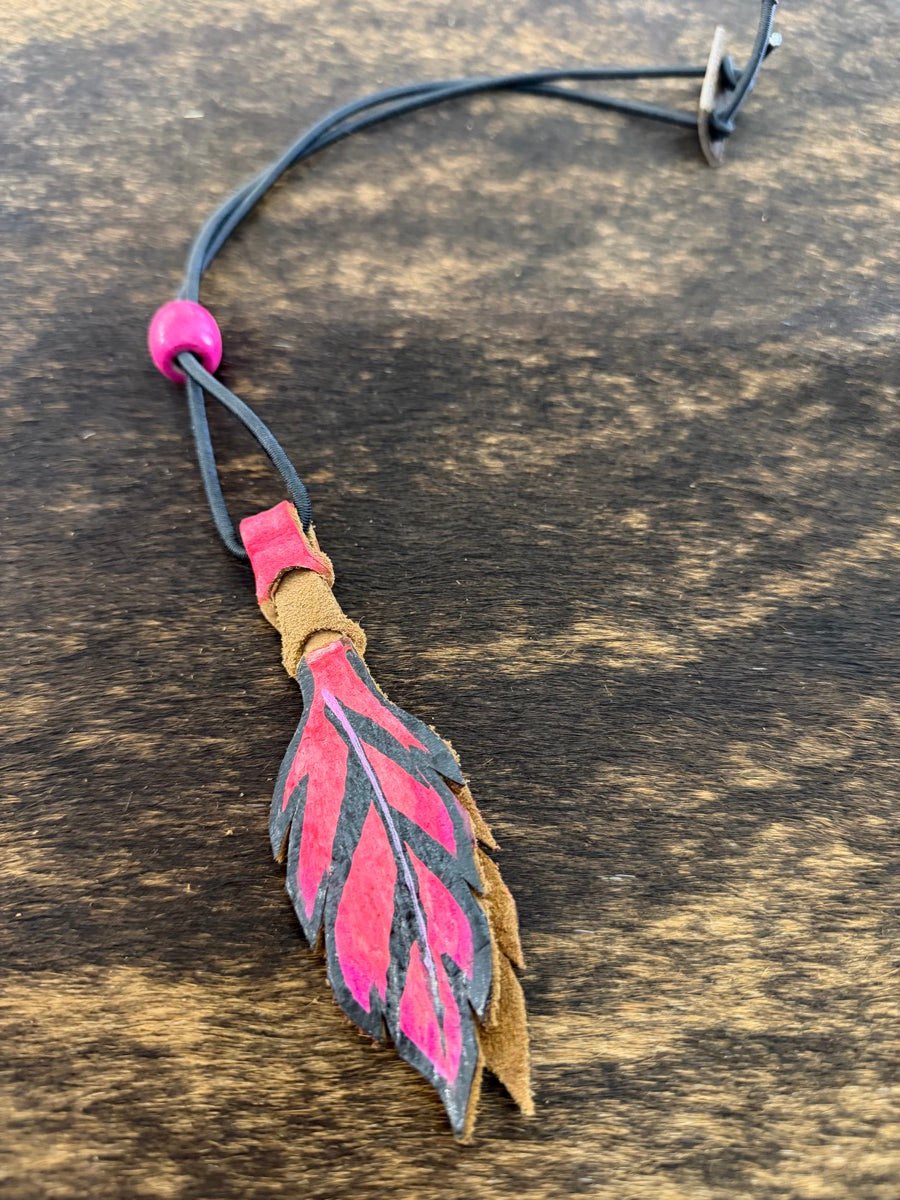 Hand Painted Leather Feather Rope Holders