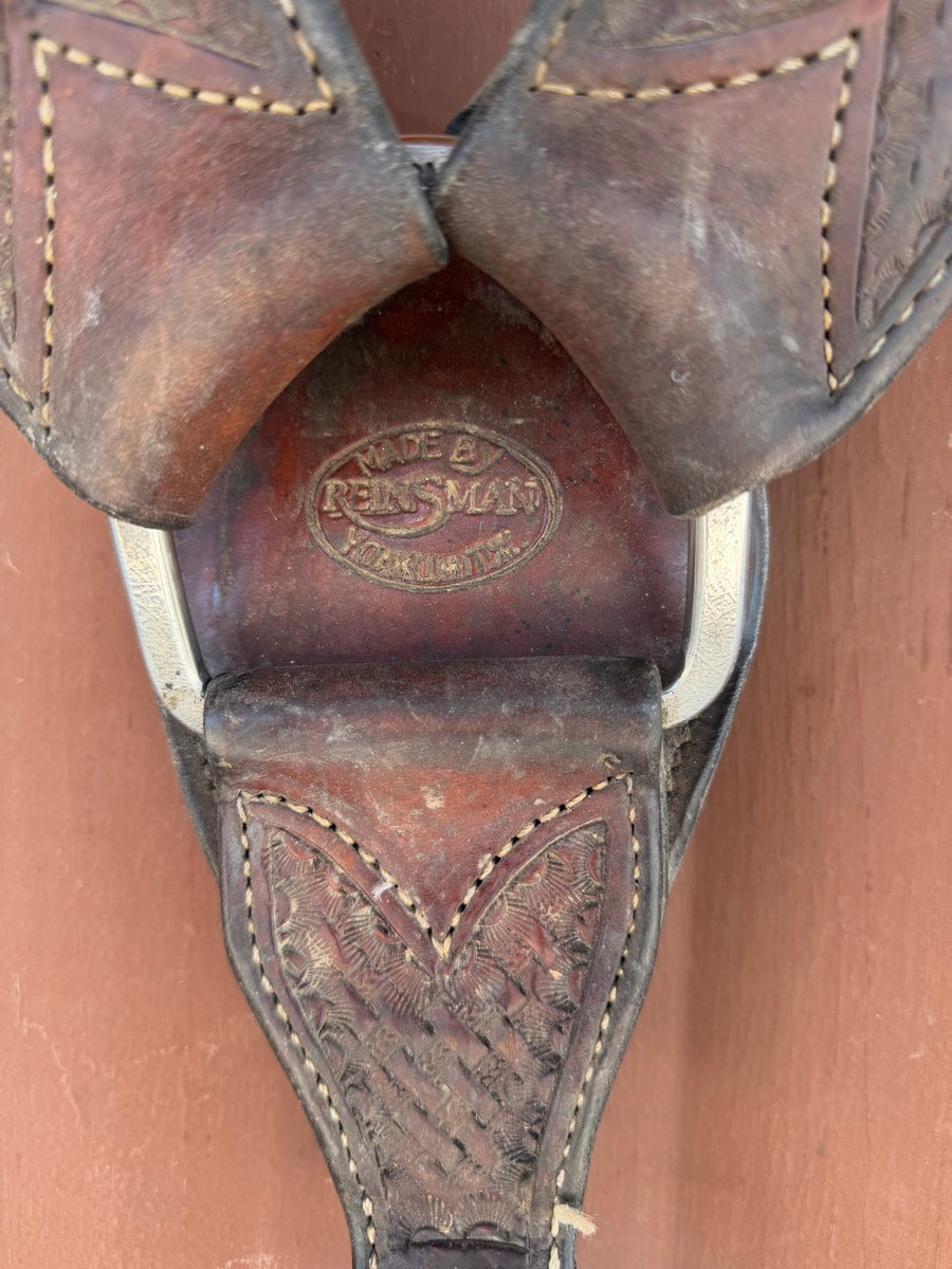 Reinsman Heavy Duty 2 3/4 inch Leather Basketweave Stamped Roper Breast Collar    BCL1150