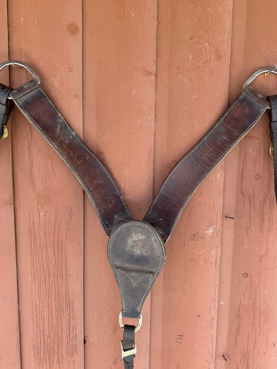 Reinsman Heavy Duty 2 3/4 inch Leather Basketweave Stamped Roper Breast Collar    BCL1150