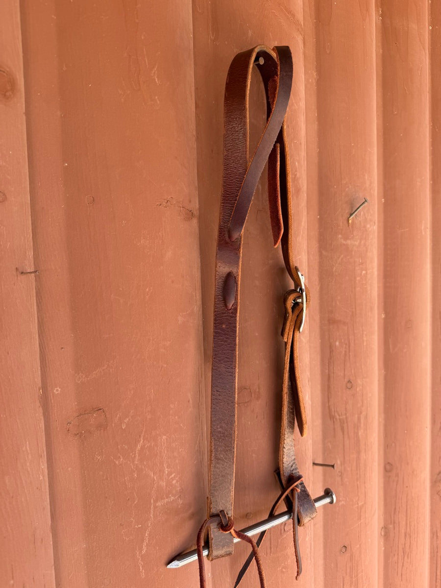 One Ear Leather Headstall with Jeremiah Watt Buckle      HS1215