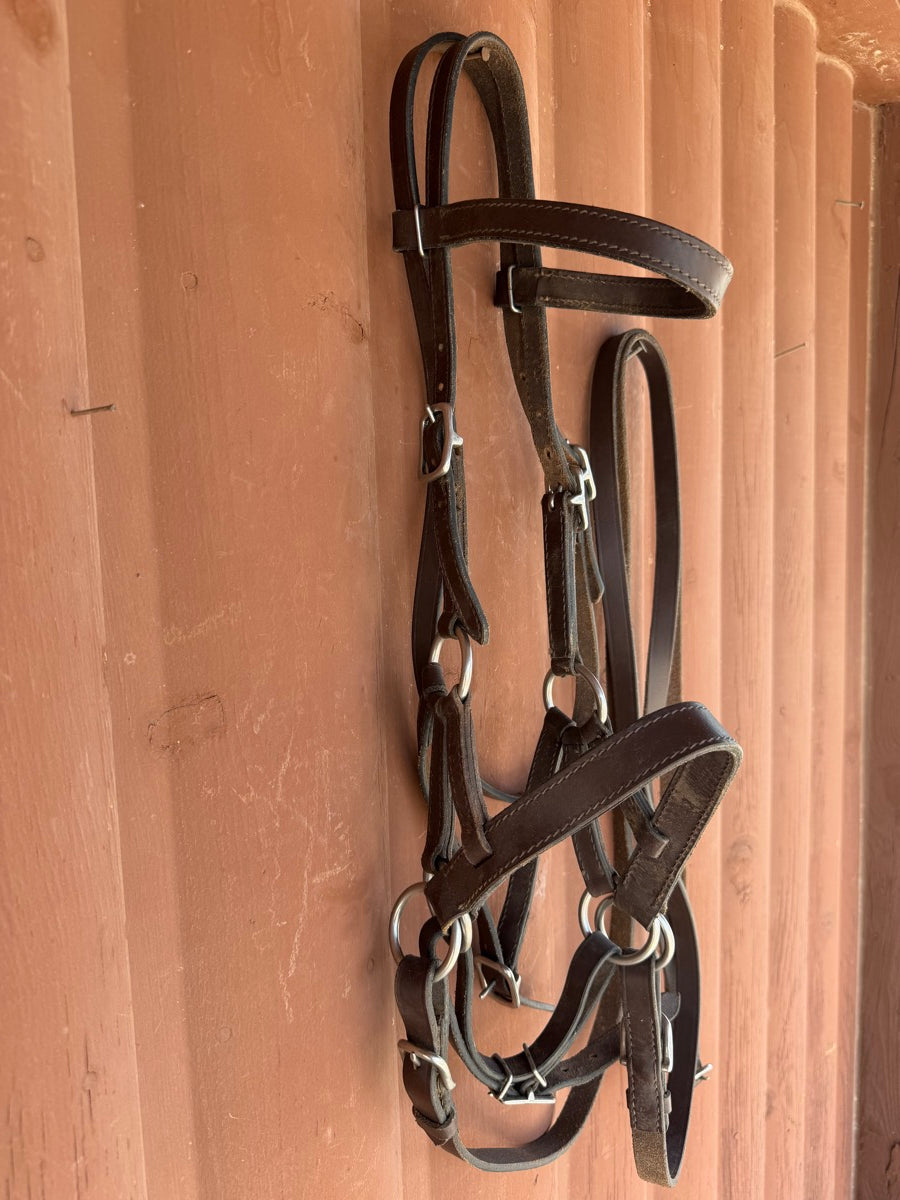 Leather Bitless Bridle and Reins        HS1218