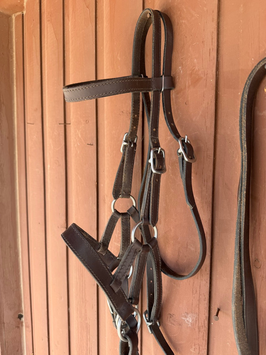 Leather Bitless Bridle and Reins        HS1218