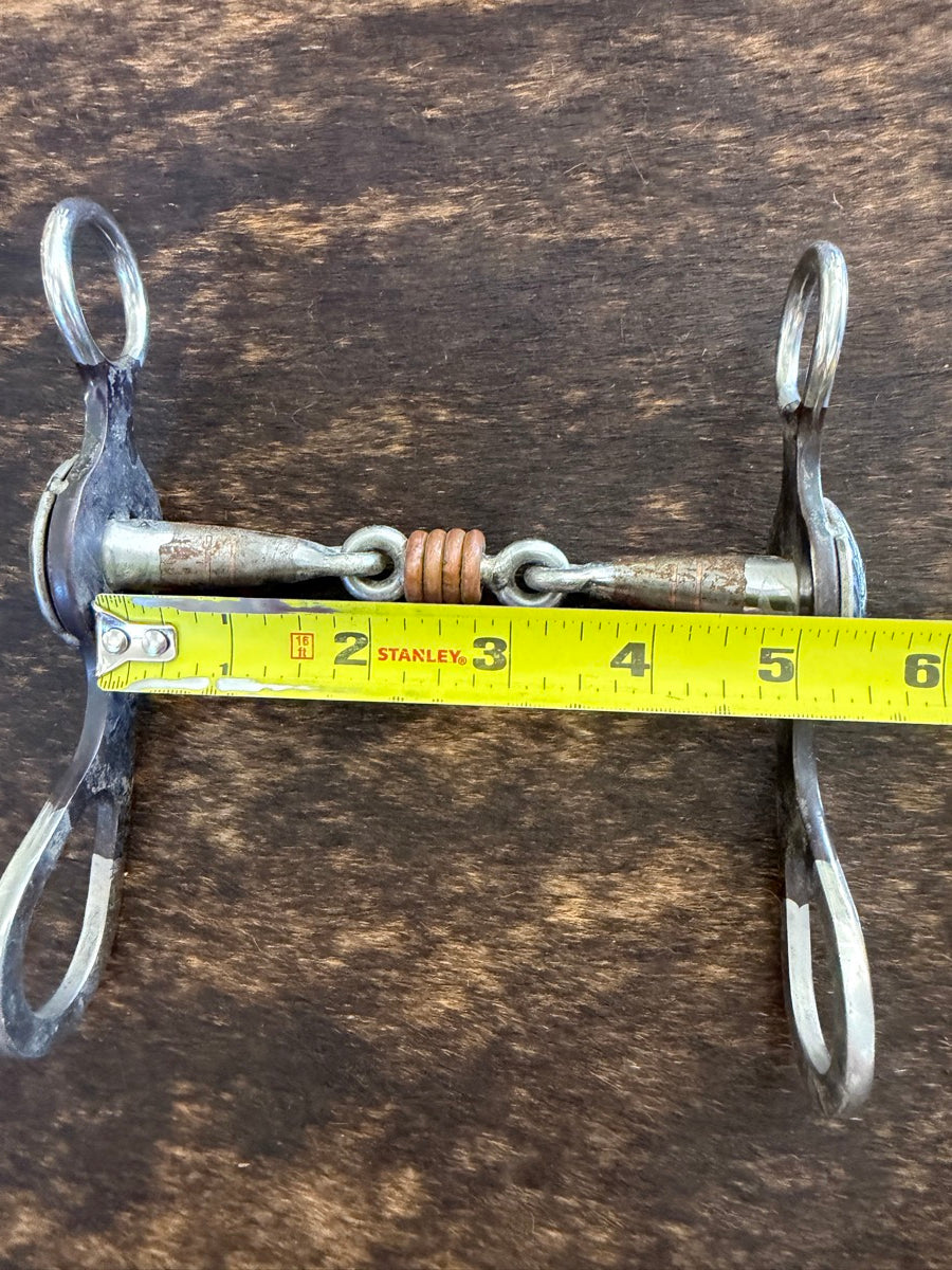 Short Shank Fancy Concho Cheek Dogbone Bit with Copper Rings     B1294