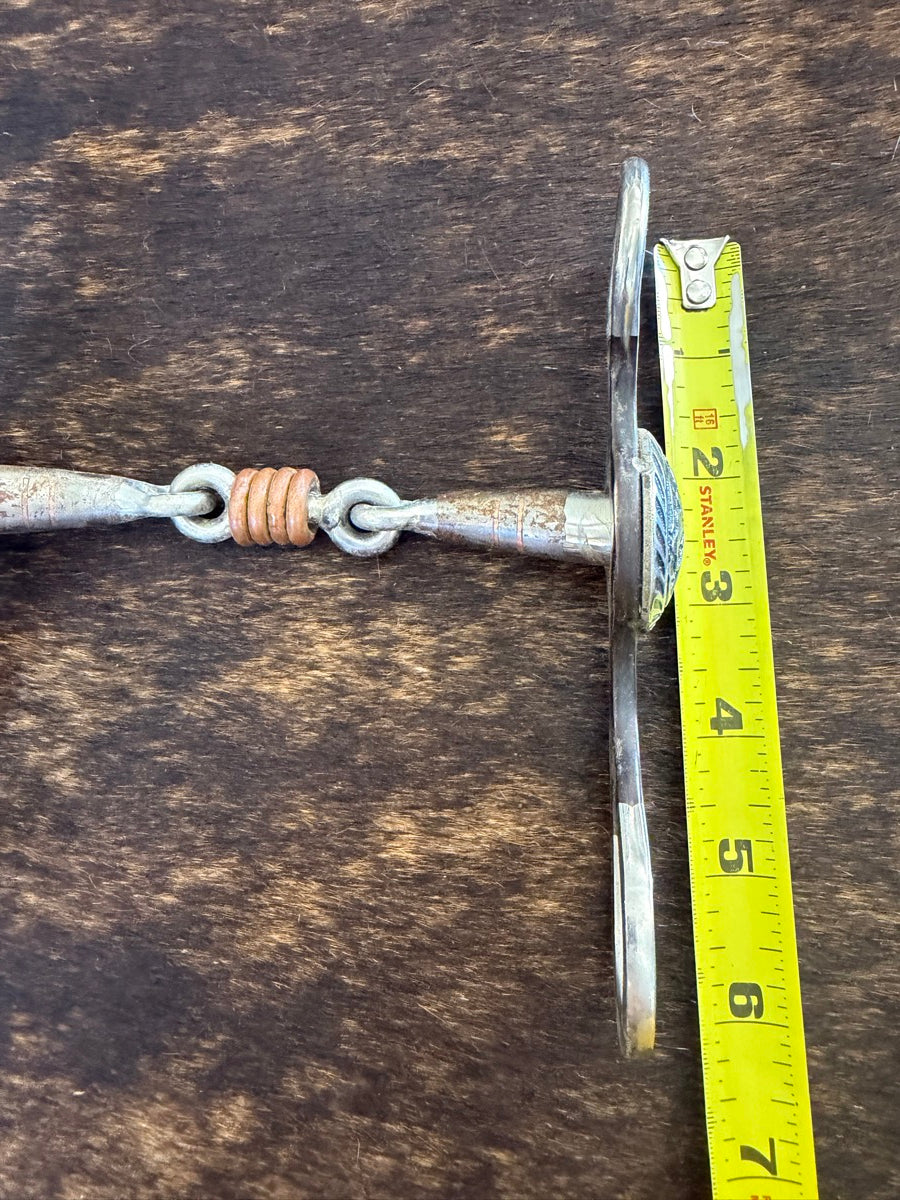 Short Shank Fancy Concho Cheek Dogbone Bit with Copper Rings     B1294