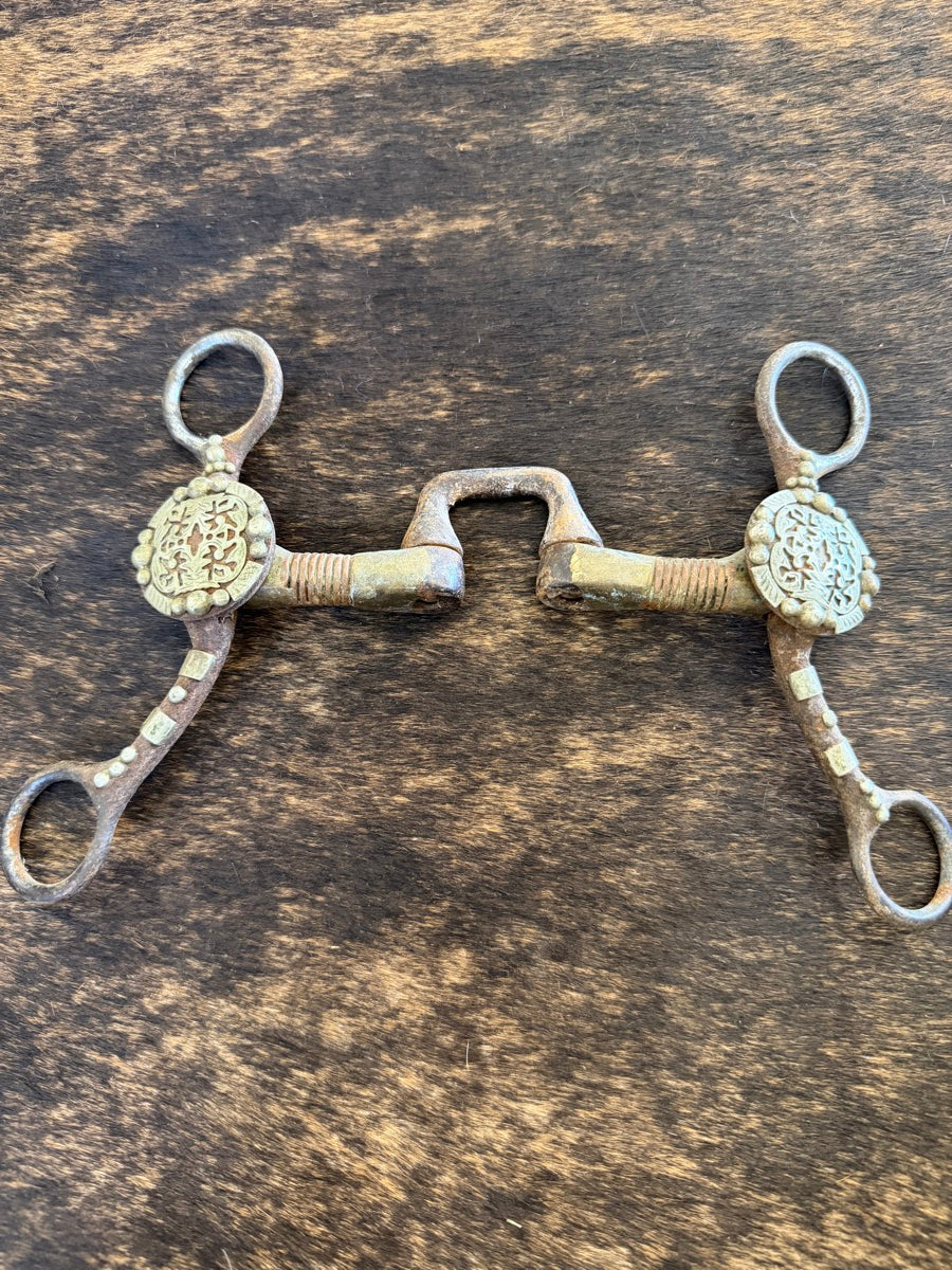 Dutton Bits Short Shank 5 in. Square Correction Bit with Copper Wrapped Bars with Fancy Concho Cheek     B1295
