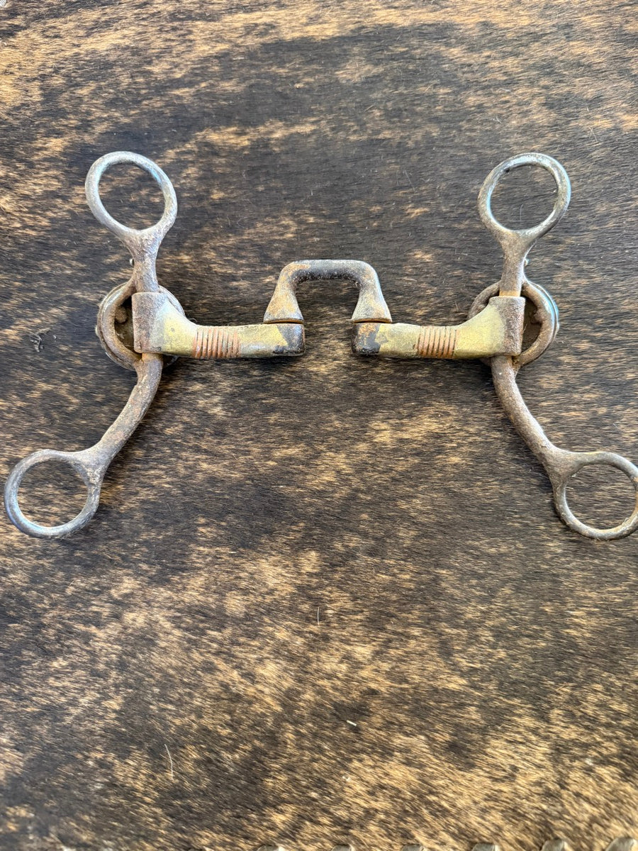 Dutton Bits Short Shank 5 in. Square Correction Bit with Copper Wrapped Bars with Fancy Concho Cheek     B1295