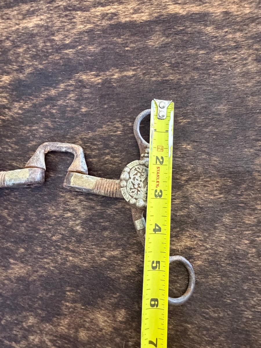 Dutton Bits Short Shank 5 in. Square Correction Bit with Copper Wrapped Bars with Fancy Concho Cheek     B1295