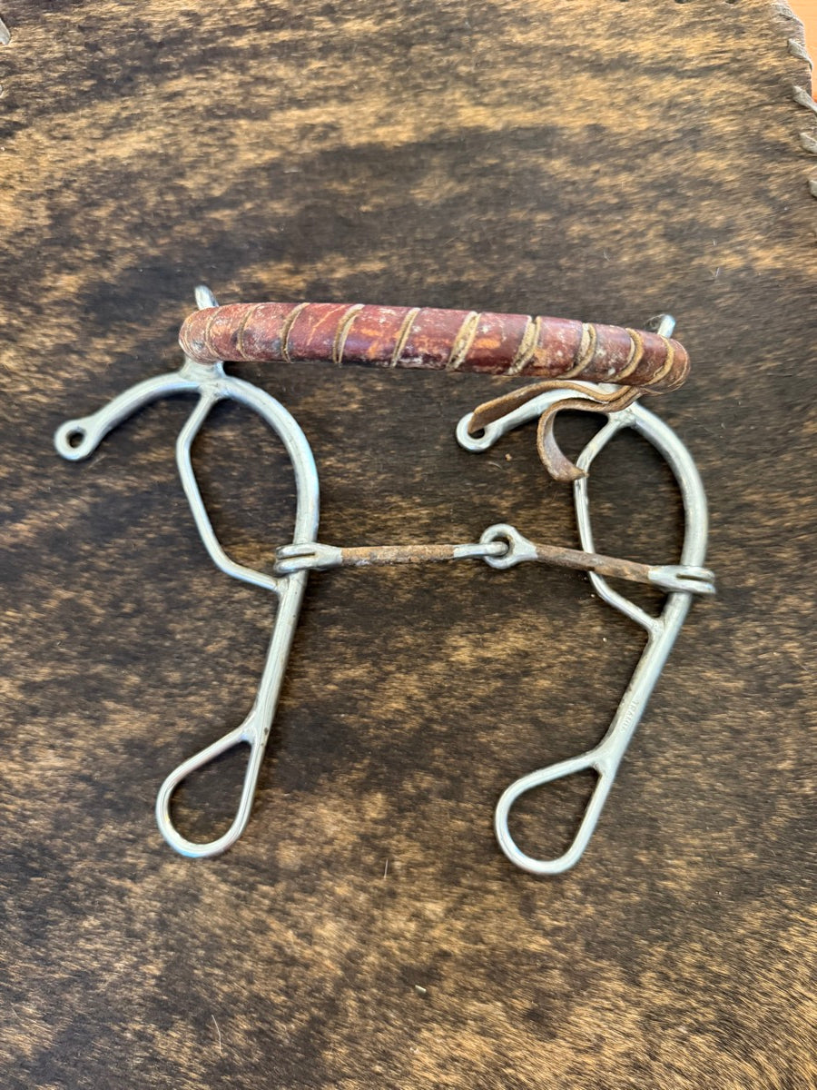 Trammell Combination Bit with Sweet Iron Snaffle Mouth and Leather Covered Noseband     B1300