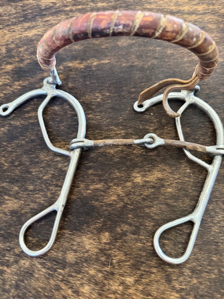 Trammell Combination Bit with Sweet Iron Snaffle Mouth and Leather Covered Noseband     B1300