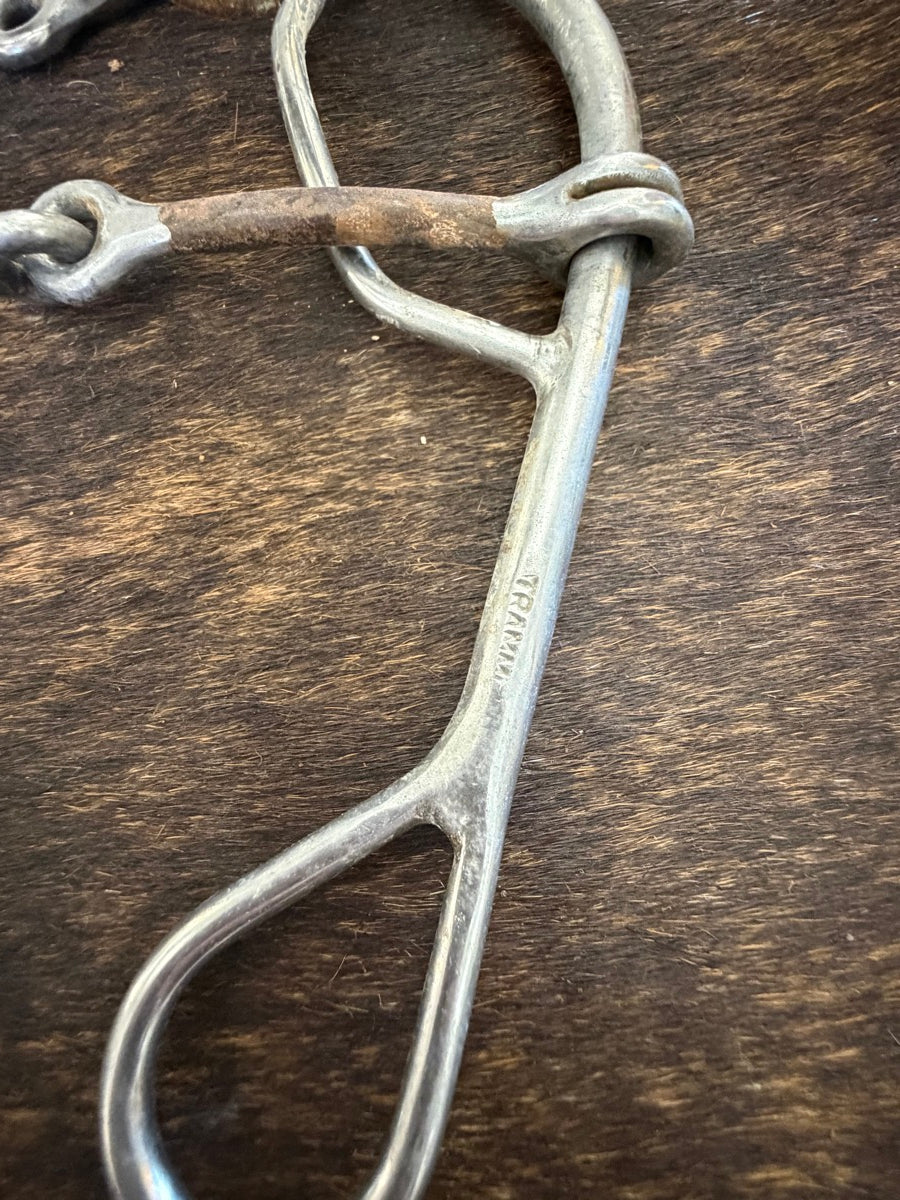 Trammell Combination Bit with Sweet Iron Snaffle Mouth and Leather Covered Noseband     B1300