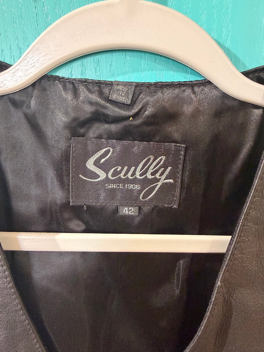 Scully Genuine Black Leather Western Button Up Vest - Size 42     MN1113