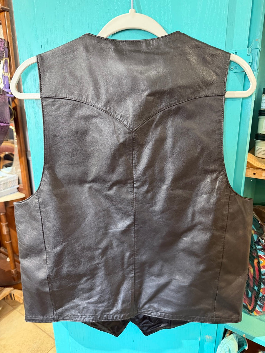 Scully Genuine Black Leather Western Button Up Vest - Size 42     MN1113