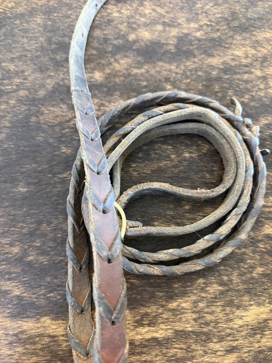 7 ft 5/8" Latigo Laced Leather Barrel Reins      RN1194