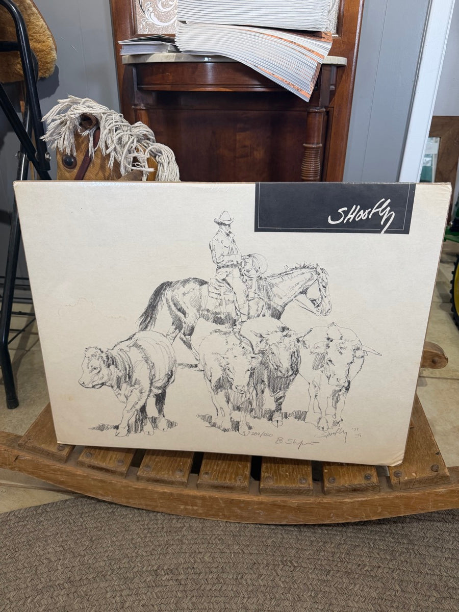1977 Robert 'Shoofly' Shufelt Limited Edition Western Cowboy and Cattle Art Print       HD1127