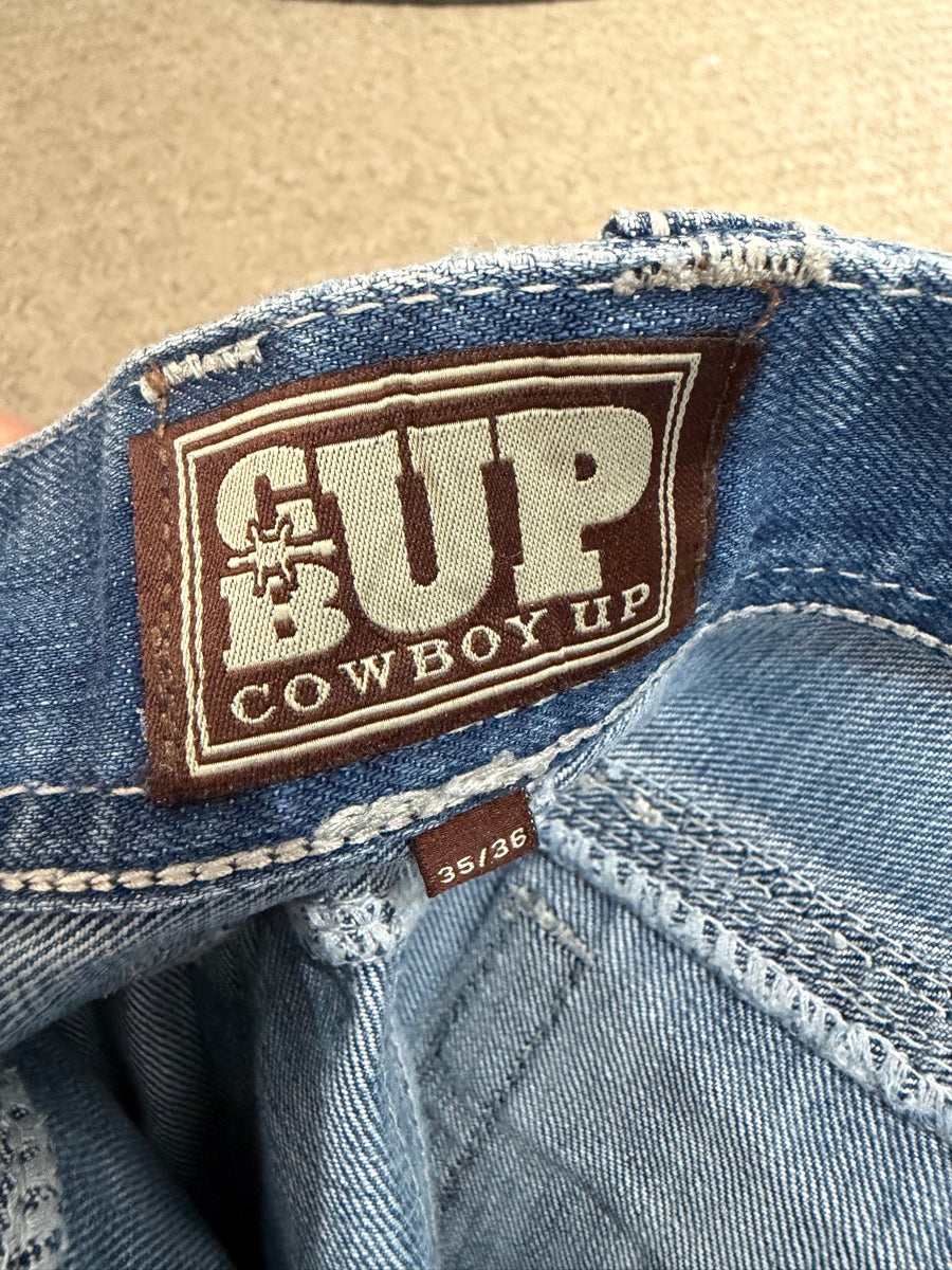 35 x 36 Cowboy Up Mens Blue Jeans     MN1120