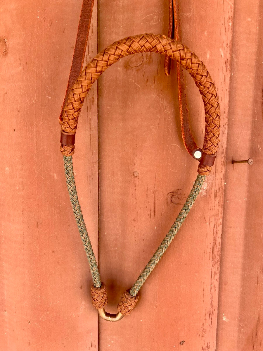Braided Paracord Tie Down Noseband - Brown Dark Green