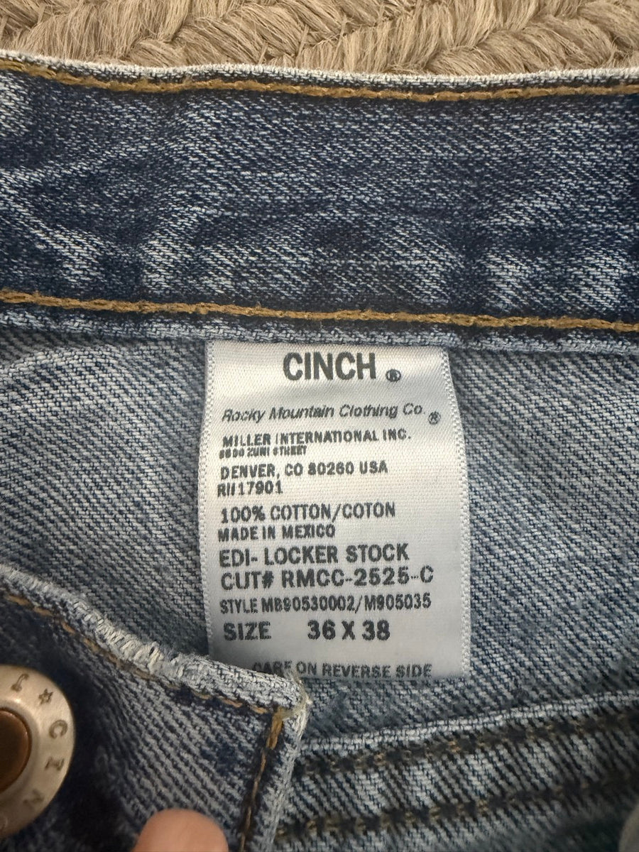 36 x 38 CINCH Green Label Mens Blue Jeans     MN1129