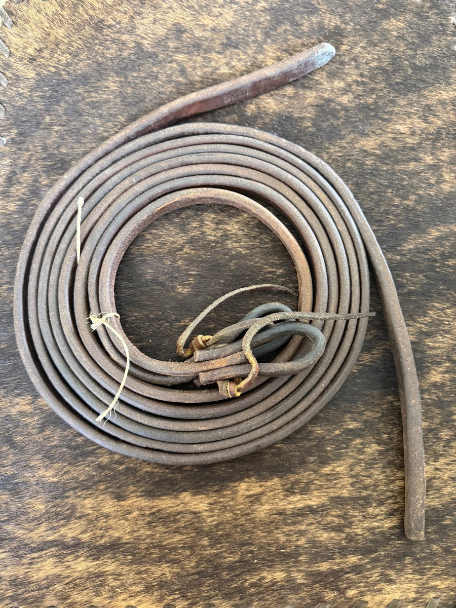 7.5 ft 5/8 in Schutz Brothers Heavy Oiled Harness Leather Split Reins with Weighted Ends    RN1200