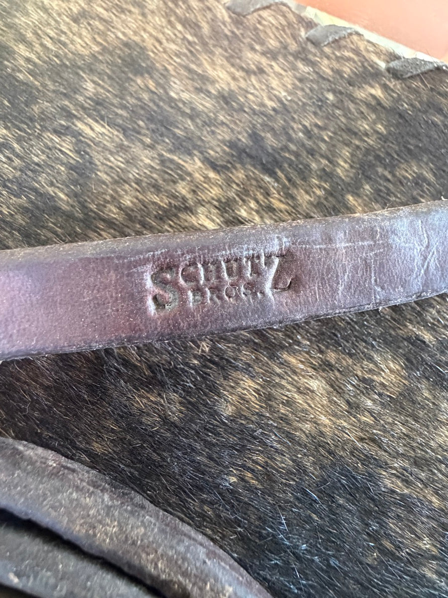 7.5 ft 5/8 in Schutz Brothers Heavy Oiled Harness Leather Split Reins with Weighted Ends    RN1200