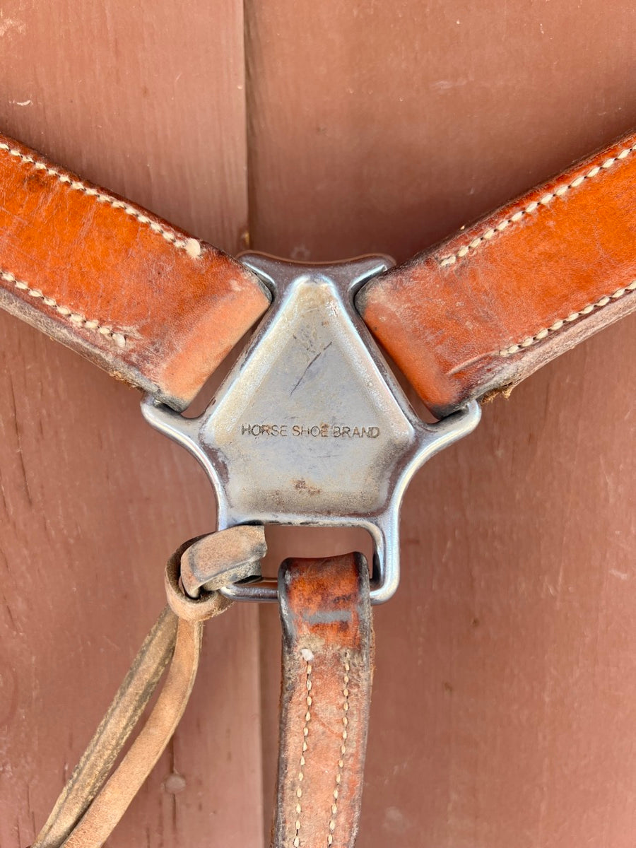 NBHA Leather Breast Collar with Horse Shoe Brand Hardware BCL1111