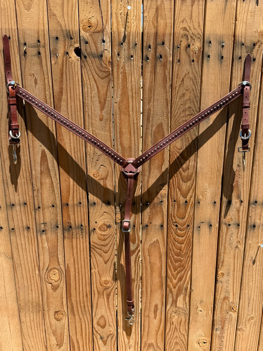 1 in Leather Breast Collar with Silver Dots     BCL1159