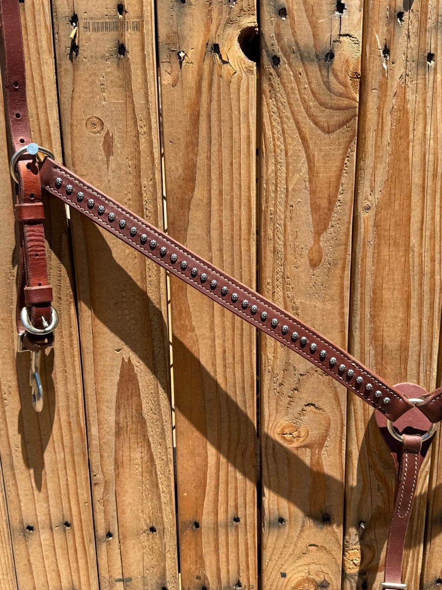 1 in Leather Breast Collar with Silver Dots     BCL1159