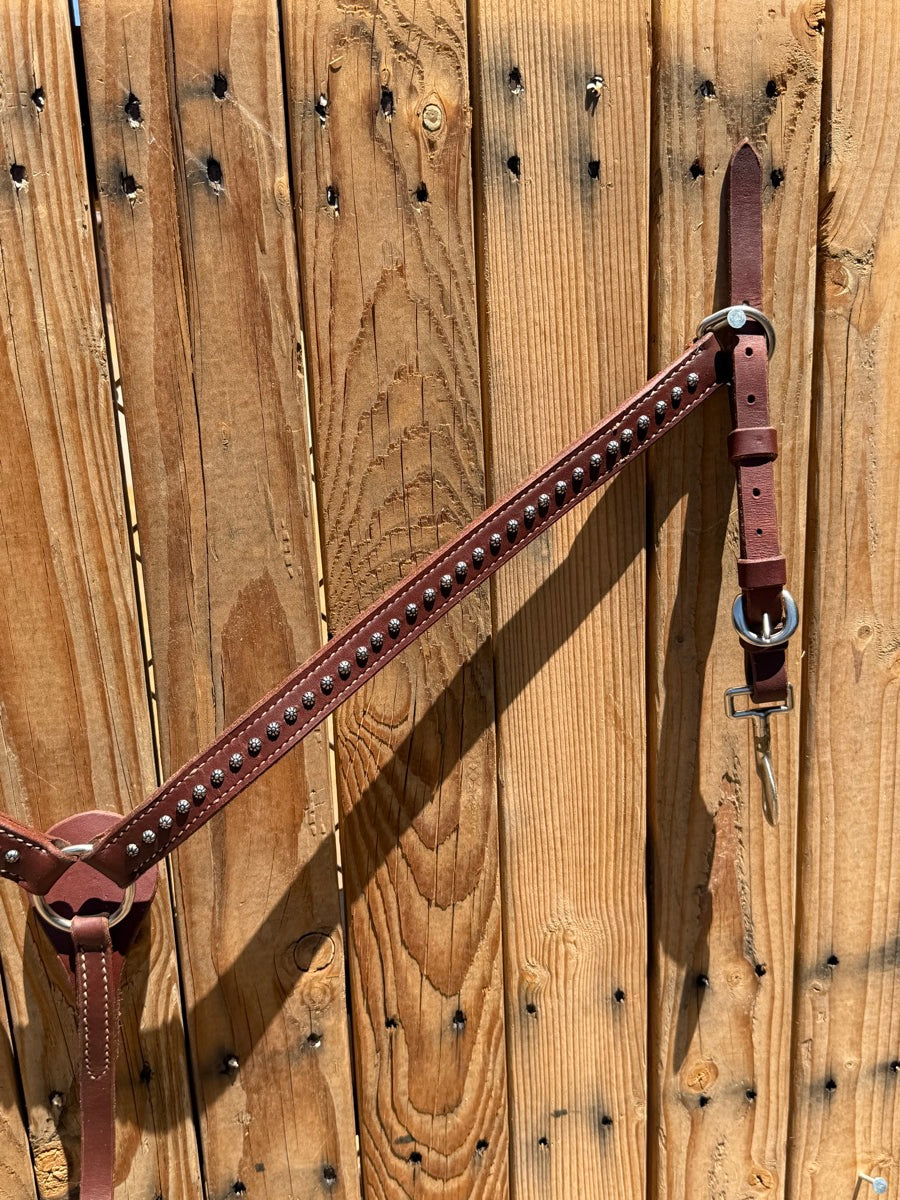 1 in Leather Breast Collar with Silver Dots     BCL1159