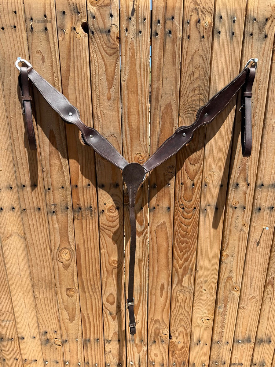 Dark Oil Shaped Breast Collar with Silver Spots and Leather Conchos     BCL1160