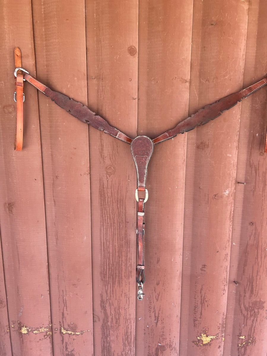 Carved Tooled Leather Breast Collar and Headstall Set BCH1111