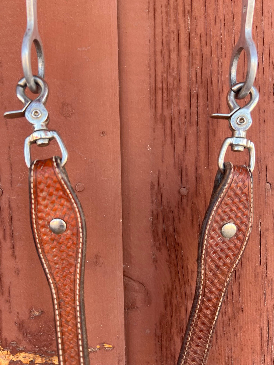 Reinsman Concho Shank Pro Cutter Curb Bit 771 with Headstall and Split Reins HBR1111