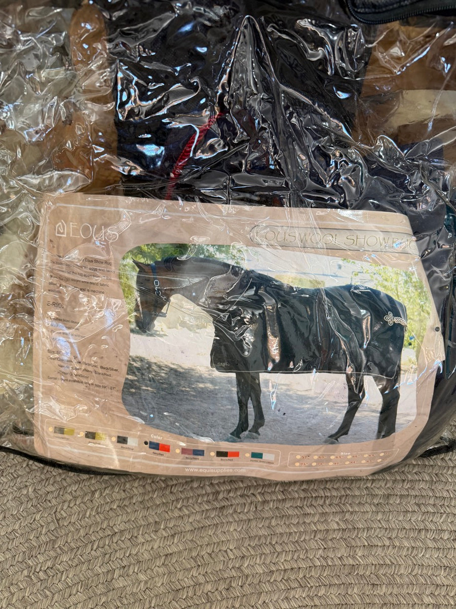 69" EOUS Wool Horse Show Rug Horse Sheet Navy Red Trim      BL1120