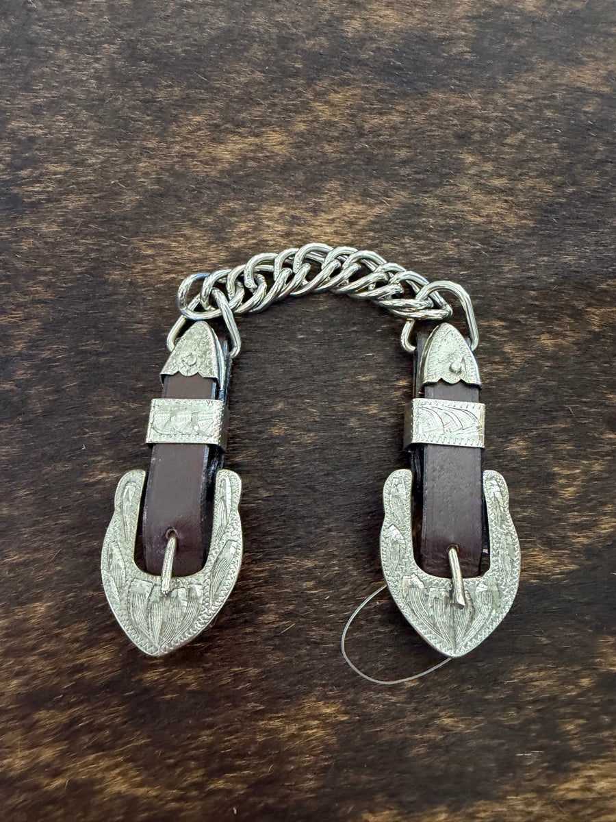 Western Show Curb Chain Silver Buckles Keepers Tips      B1309