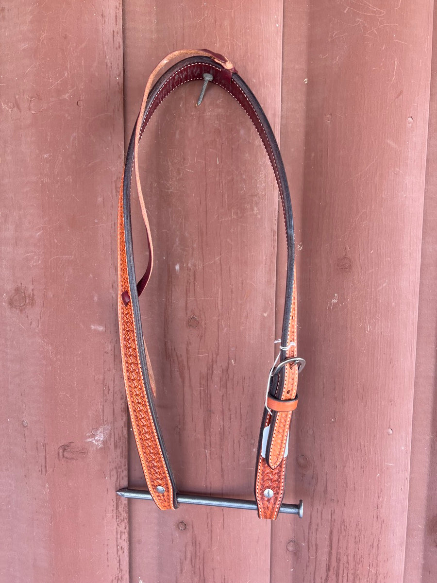 Slit Ear Tooled Leather Western Horse Headstall  HS1122