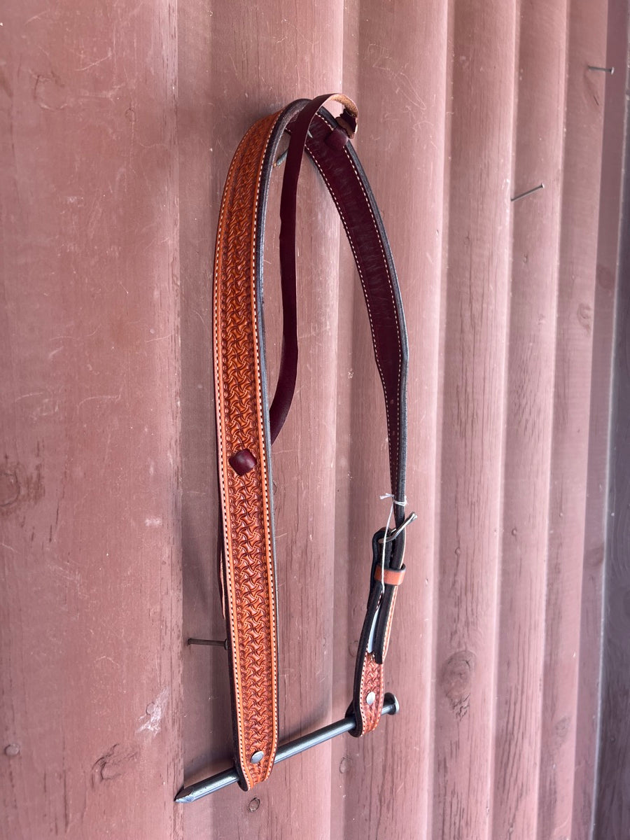 Slit Ear Tooled Leather Western Horse Headstall  HS1122