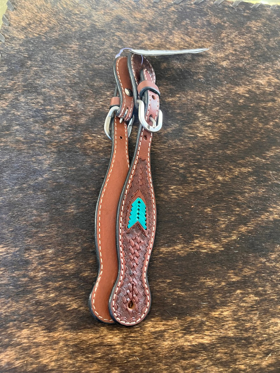 OXBOW Tack Basket Stamped Turquoise Accent Western Spur Straps  SPS1111