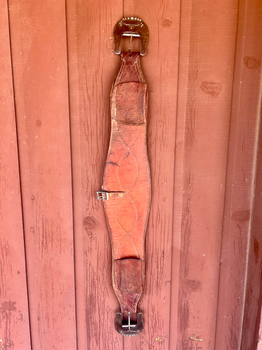 Heavy Duty Roper Flank Cinch Back Cinch with Mike Berg Rimrock Bits and Spurs Buckles     CN1115
